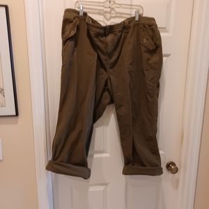 Torrid Crop Military Pants Canvas Olive Green Size 28W